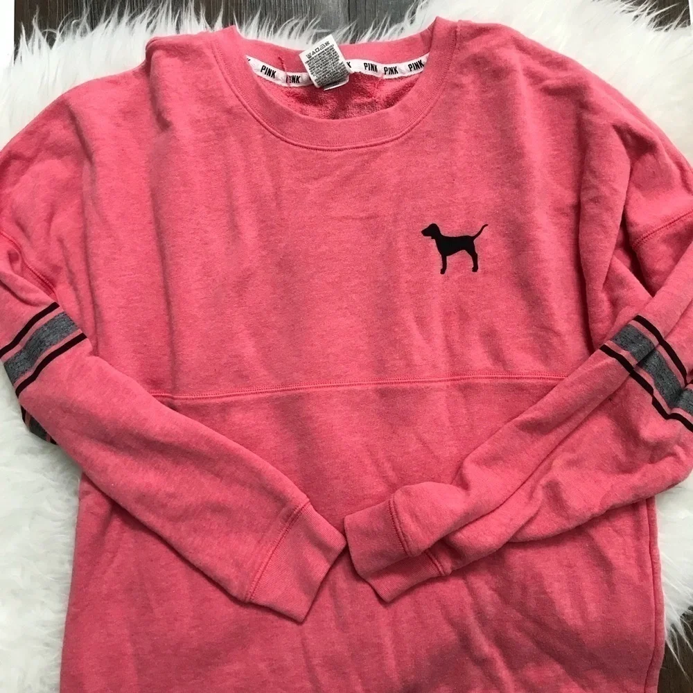 PINK Oversized Peachy Pink Stadium Sweatshirt Sm
